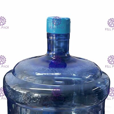 Ενός κομματιού καθαρός κάδος 55mm νερού ΚΑΠ μπουκαλιών γαλονιού pe με τις προσαρμοσμένες ετικέτες προμηθευτής